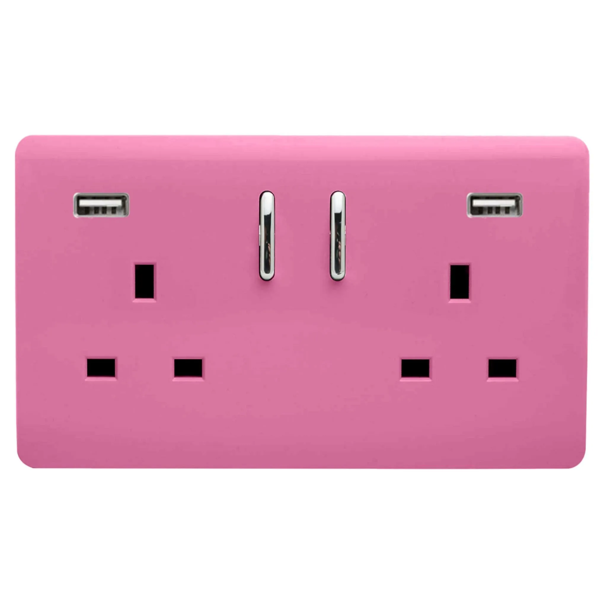ART-SKT213USB21AAPK  2 Gang 13Amp Short S/W Double Socket With 2x2.1Mah USB Pink